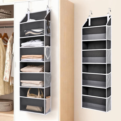 ULG 1 Pack Over Door Organizer with 5 Large and 10 Mesh Side Pockets, 44 lbs Weight Capacity Hanging Storage with Clear Window Kids Toys, Shoes, Diapers, Dark Grey, 5 Layers