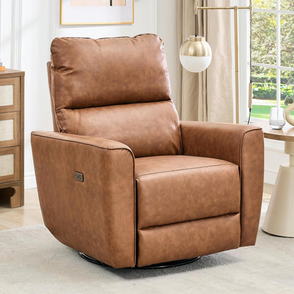 IDEALHOUSE Swivel Rocking Nursery Recliner Chair Rocker Recliner Glider Deep Seat PU Leather Sofa Chair with high Backrest for Nursery, Living Room, Bedroom & Home Movie Theater (Chocolate)