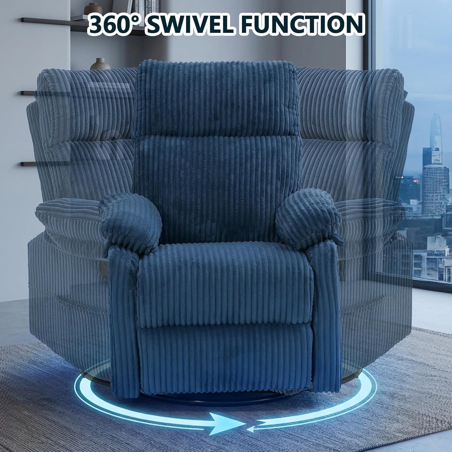 Manual Small Recliner Rocking Chair for Nursery/Relaxation, Corduroy Swivel Glider Recliner for Living Room Bedroom, Brown Rocking Chair Nursery Recliners for Small Spaces, Side Pockets (Brown)