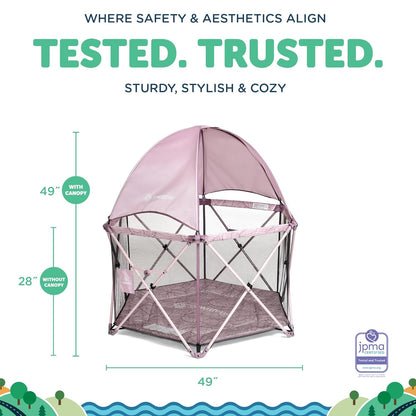 Baby Delight Go With Me Eclipse Mesh Portable Playard | Playpen | Sun Canopy | Indoor and Outdoor | Watercolor Stripe Base