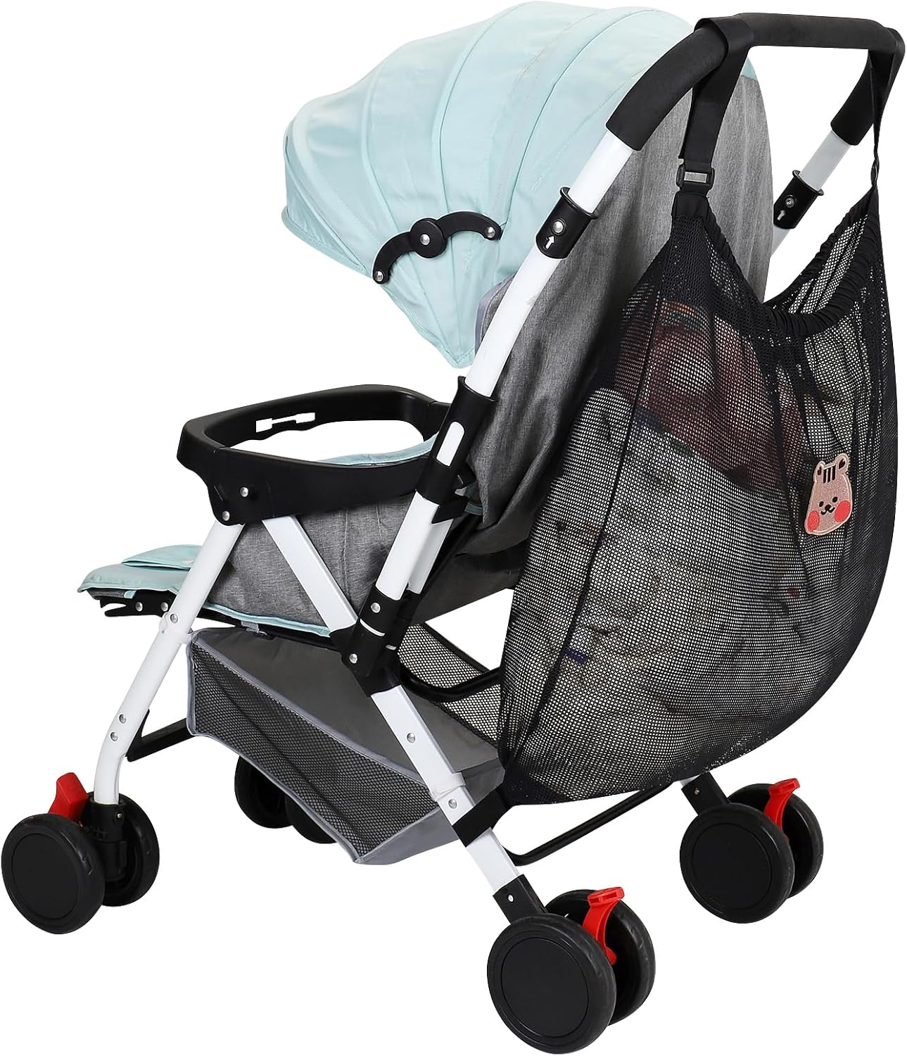 Accmor Universal Stroller Organizer, Large Storage Stroller Bag Fits for Uppababy, Nuna, Britax, Doona Strollers, Non-Slip Adjustable Storage Mesh Caddy Accessories for Stroller Crib