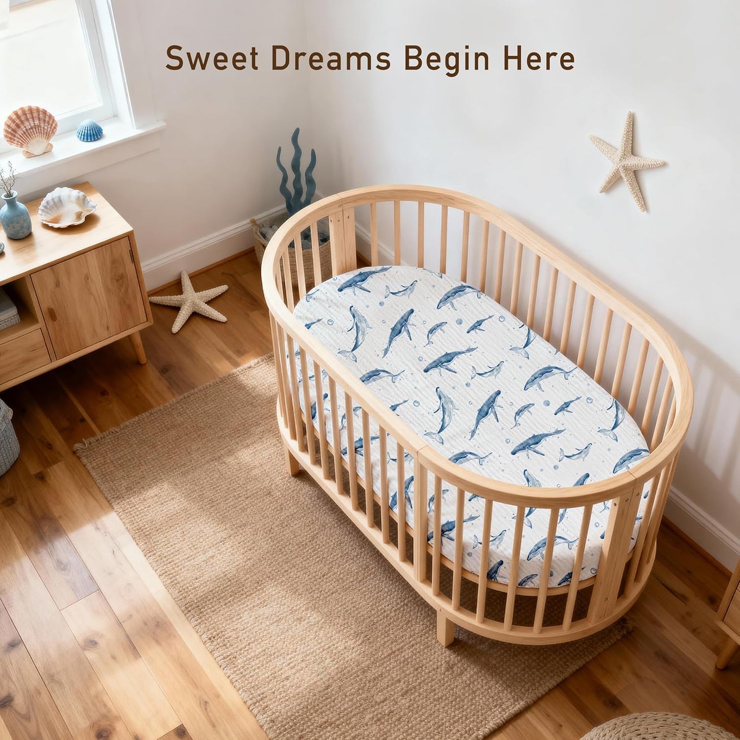 Muslin Bassinet Fitted Sheets 2 Pack, Soft Breathable Cotton Baby Bassinet Mattress Sheet Set, 360° Elastic Snug Fit, Universal for Oval, Rectangle & Hourglass Cradle, Unisex Baby Bedding (Cute Cars)