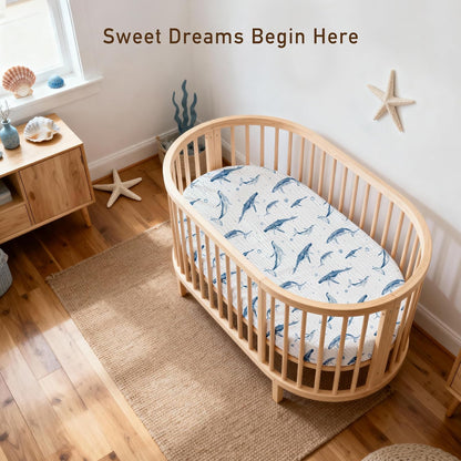 Muslin Bassinet Fitted Sheets 2 Pack, Soft Breathable Cotton Baby Bassinet Mattress Sheet Set, 360° Elastic Snug Fit, Universal for Oval, Rectangle & Hourglass Cradle, Unisex Baby Bedding (Cute Cars)