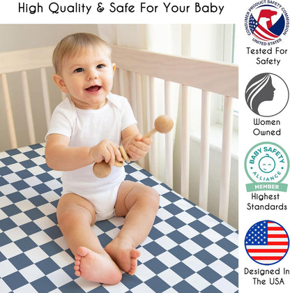 Sweet Jojo Designs 2-Piece Baby Bassinet Sheets Set (Black/White Gingham Checkered Plaid) for Boy/Girl, Infant Newborn Nursery, Oval, Rectangle & Hourglass Mattress (Solid Onyx & Classic Checkerboard)