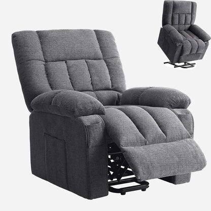 Power Lift Recliner Chair for Adult with Heated and Full Body Massage, Glider Nursery Chair with Cup Holder and USB Charge Port, Oversided Swivel Rocker Recliner for Living/Study/Bedroom Room, Grey