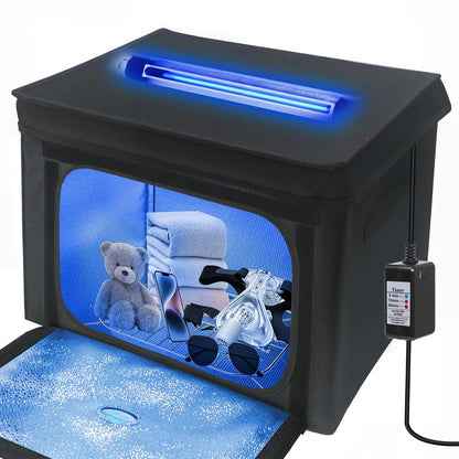 UV Sanitizer Box, 12L Portable Sanitizing and Cleaning Machine with 3-Level Timer, Foldable UV Cleaner Box for Toys, Mask, Towel, Key, UV Cleaning Machine Ozone Free