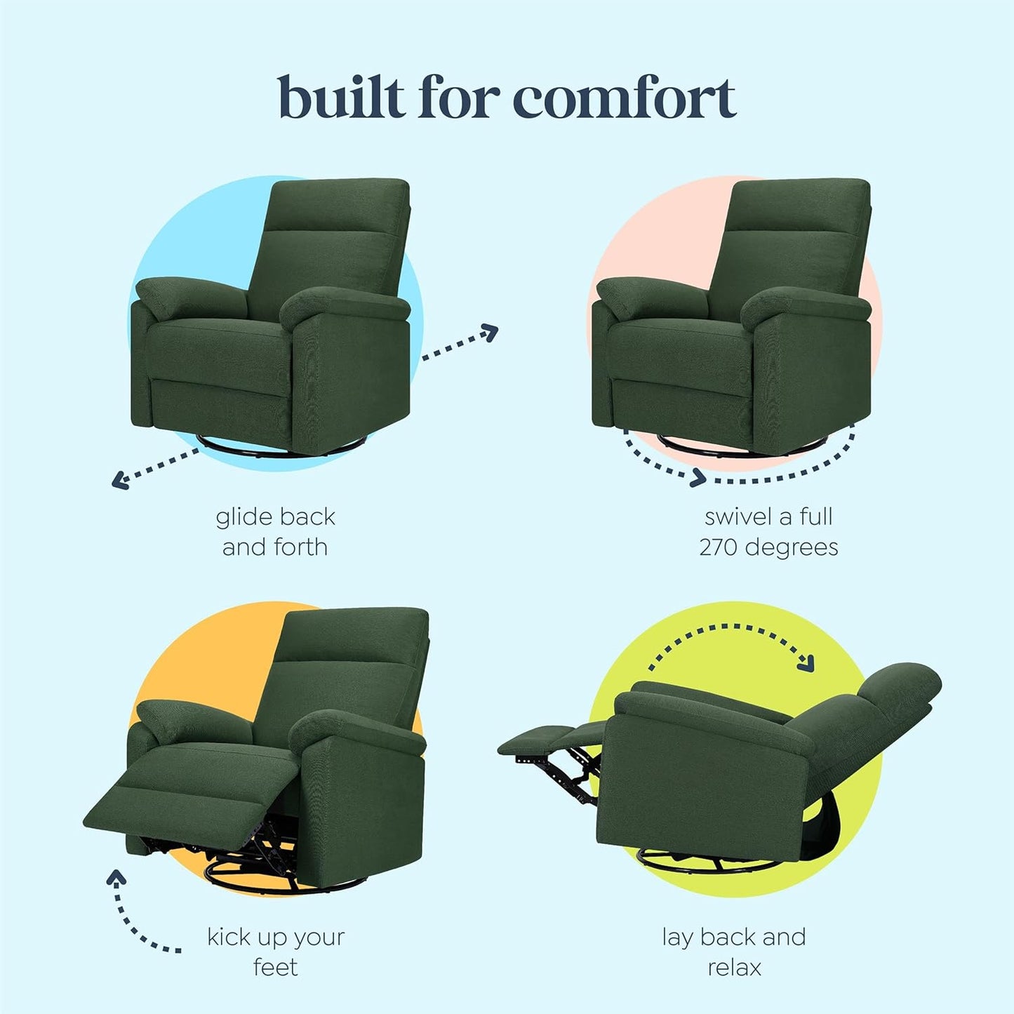 Davinci Suzy Glider Recliner Nursery Chair - Glider Rocking Chair for Nursery and Living Room - GREENGUARD Gold, FSC & Certi-PUR US Certified - 360° Swivel Rocker Recliner Chair (Cozy Cream Boucle)