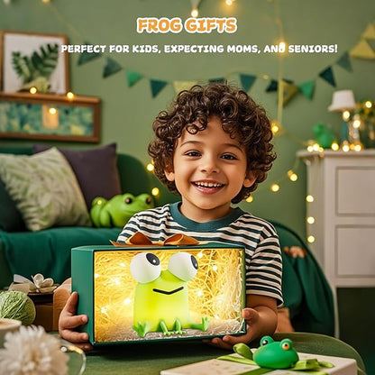 FAMIDUO Cute Frog Night Light, LED Silicone Squishy Novelty Animal Lamp,3 Levels Dimmable/Timer Nursery Nightlight for Kids, Rechargeable Touch Bedside Lamp, Bedroom/Dorm Decor, Baby Boys Girls Gifts