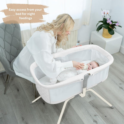 Baby Bassinet with Rocking/Gliding, Portable Bedside Sleeper for Baby with Foam Mattress, Baby Bedside Crib for Newborns and Infants with Carrybag