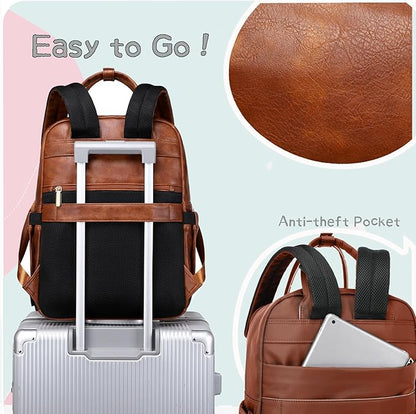 LORADI 18 Pockets Large Diaper Bag Backpack with 4 Insulated Pockets and Stroller Clips, Baby Shower Essentials (Brown, Large)