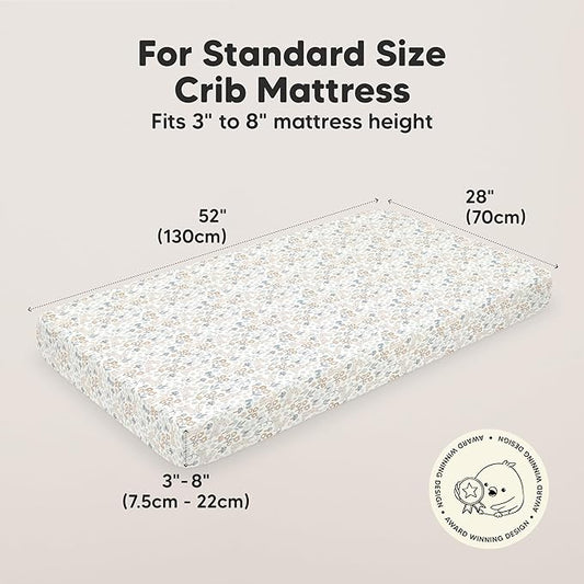 KeaBabies 2-Pack Organic Crib Sheets for Boys, Girls - 52x28 Fitted Crib Mattress Sheet Neutral, Breathable Jersey Cotton Cover for Baby Bed, Toddler Mattress, Soft & Cute Prints (Prairie)