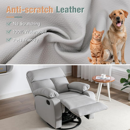 hzlagm Swivel Rocker Recliner, Rocking Chair Nursery, Small Rocker Recliners for Small Spaces, Living Room, Bedroom, Nursery, RV, Light Grey