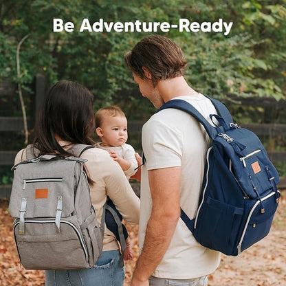 KeaBabies Baby Diaper Bag Backpack with Changing Pad - Waterproof Baby Bag for Mom and Dad, Insulated Bottle Pockets, Durable Toddler, Twin, Boy Girl Diaper Backpack for Travel, Large (Navy Blue)