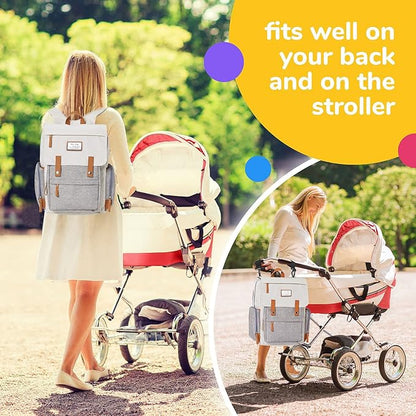 Frank Mully Diaper Bag Backpack Large Multifunction Travel Baby Bag for Mom Dad Cream White