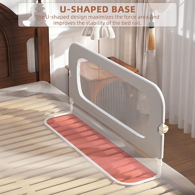 FigTime Bed Rail for Toddlers, Baby Bed Rail Guard for Kids, Toddler Bed Rails with Reinforced Anchor Fit, Height Adjustable & Foldable Bed Rail Guard for Twin, Full, Queen & King Beds (Grey, 48IN)