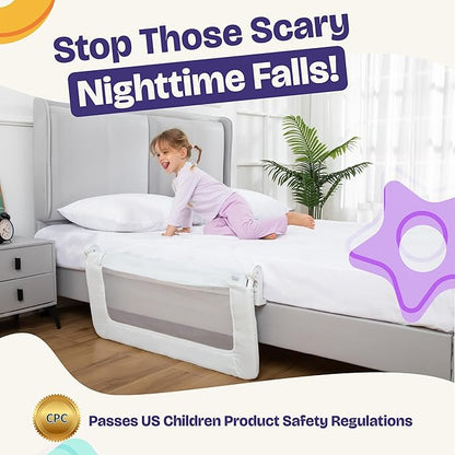 ComfyBumpy 1-Pack Bed Rail for Toddlers 35.5" L x 19.5" H | Toddler Bed Rails for Twin, Full & Toddler Mattress Size | Swing Down Rail Guard | Mattress Side Rail for Kids | White