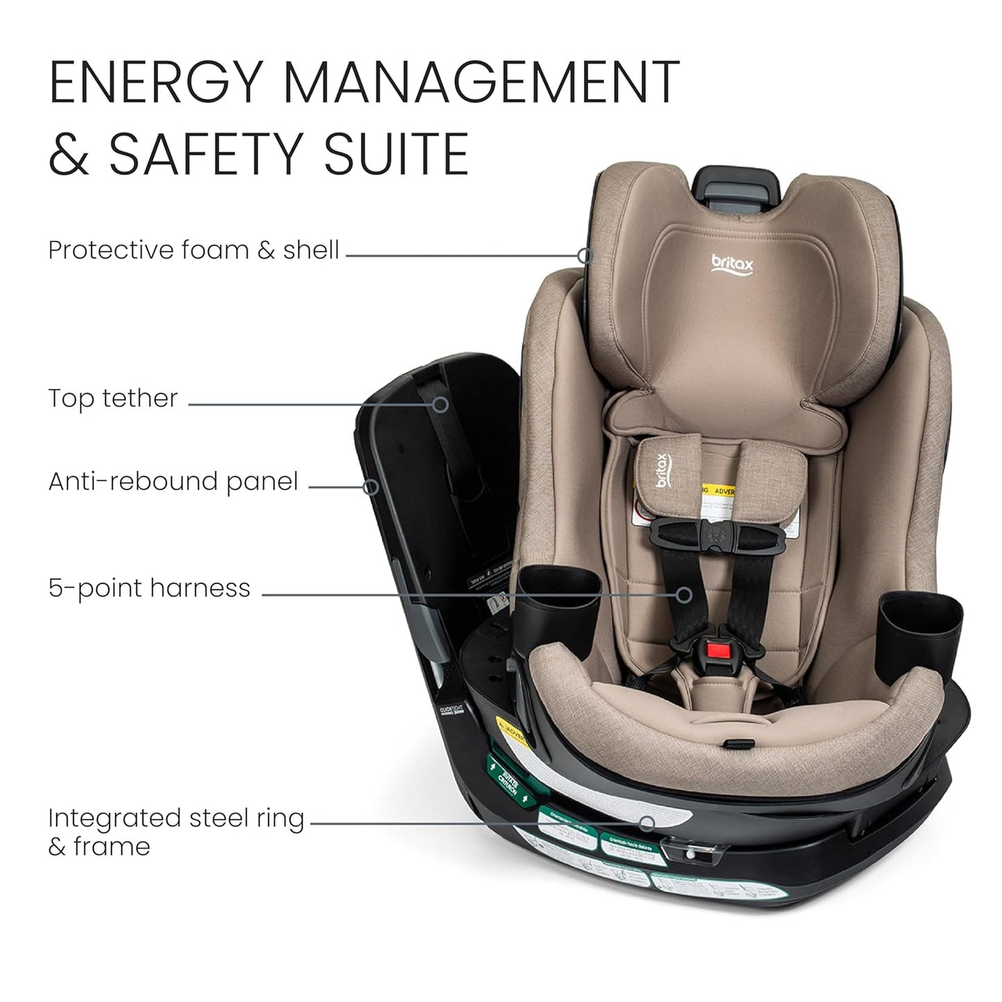 Britax Galaxy360 Slim Rotating Convertible Car Seat with SwivelSmooth Steel Ring – Teak
