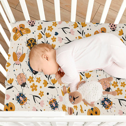 Fitted Crib Sheets Turtle Sea Horse Stretchy Portable Playard Sheets for Baby Toddler, Breathable Soft Mini Crib Mattress 39 x 27 in for Boys and Girls