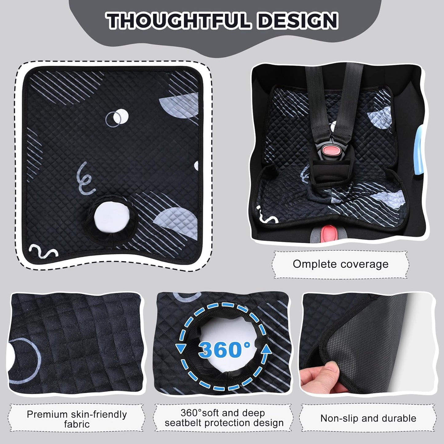 Car Seat Protector for Potty Training, 2 Pack Waterproof CarSeat Liner Toilet Training for Baby Infant Toddler, Dry Seat Piddle Pads Cover for Strollers (Gray)
