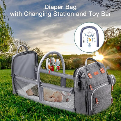 ISMGN Diaper Bag Backpack with Changing Station, Extra Large Diaper Bag, Multifunctional Diaper Bag, Baby Bag, Deep Gray