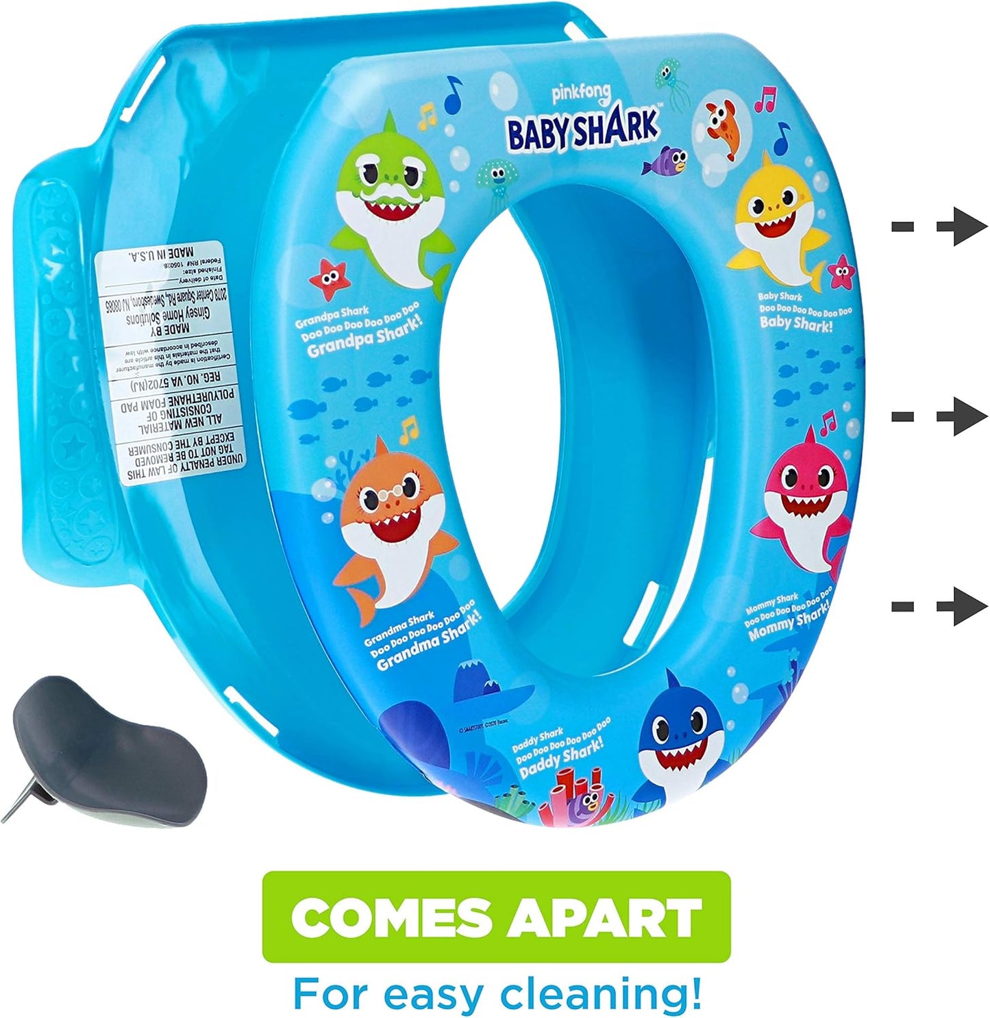 Nickelodeon Baby Shark "Sharktastic" Soft Potty Training Seat - Soft Cushion, Baby Potty Training, Safe, Easy to Clean