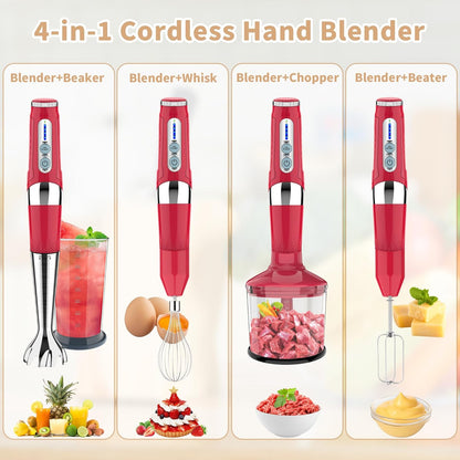 Toogel Cordless Immersion Blender, Electric Hand Blender with 21-Speed & 3-Angle Adjust, USB Rechargeable, BPA-Free & Dishwasher Safe for Baby Food, Smoothies, Soup (Grey)