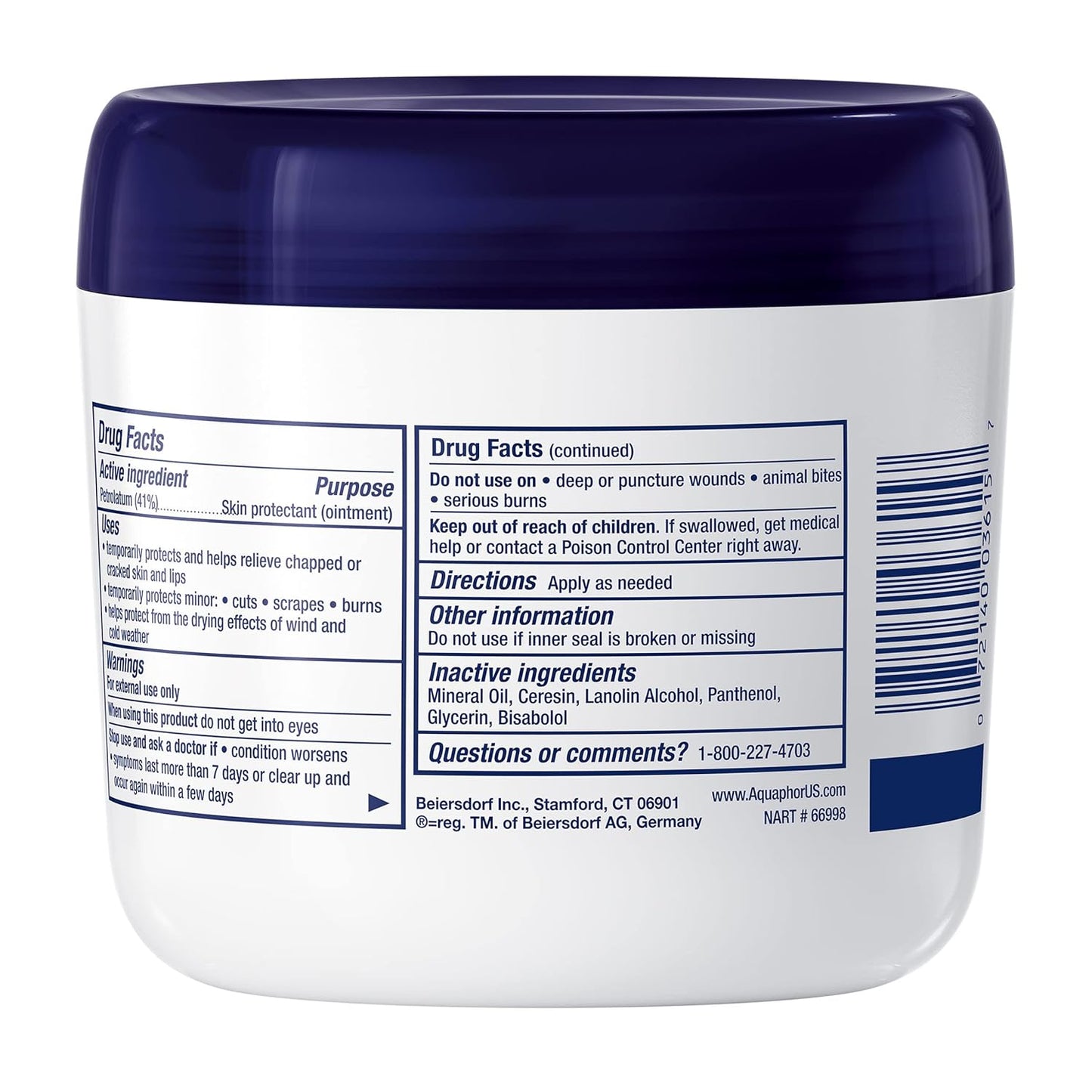 Aquaphor Children's Advanced Therapy Healing Ointment, 41% Petrolatum Skin Protectant Ointment for Minor Wound Care, Chapped or Cracked Skin and Lips, 14 Oz Jar