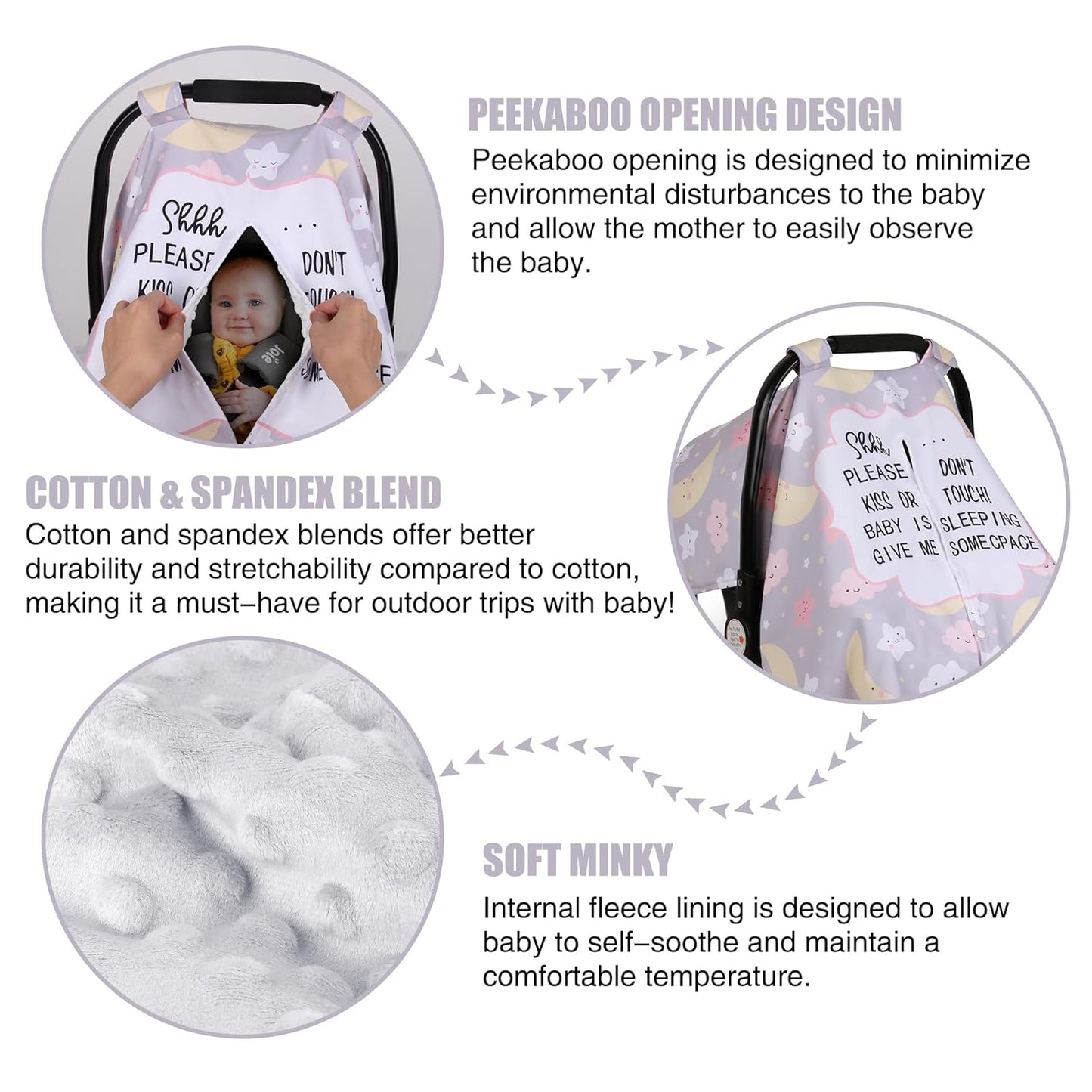 Metplus 2 in 1 Baby Car Seat Cover, Car Seat Canopy for Babies, Mom Multiuse Nursing Cover, Minky Baby Carrier Covers, Newborn Boy Girl, Peekaboo Opening