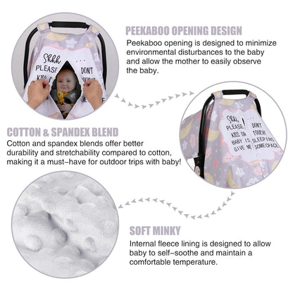 Metplus 2 in 1 Baby Car Seat Cover, Car Seat Canopy for Babies, Mom Multiuse Nursing Cover, Minky Baby Carrier Covers, Newborn Boy Girl, Peekaboo Opening