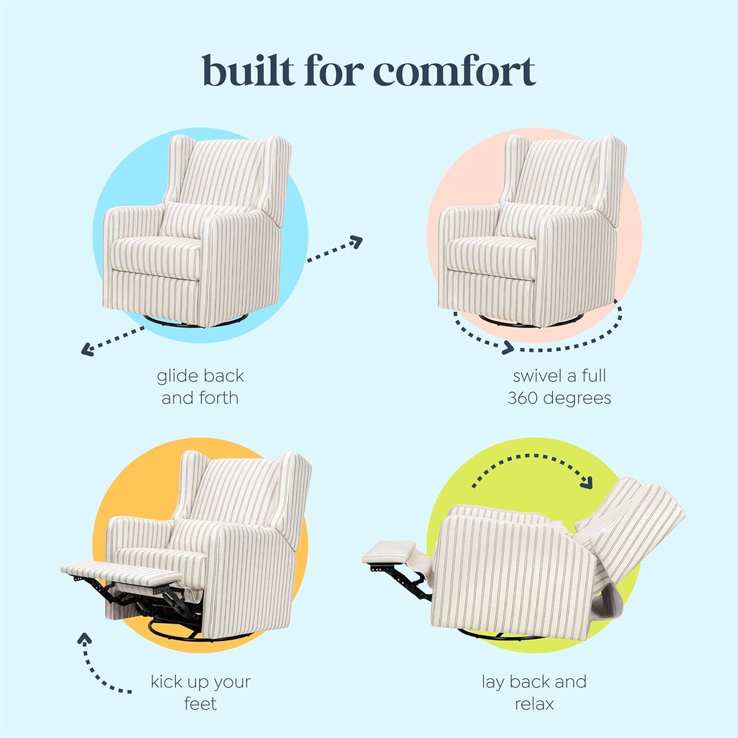 Davinci Carter's Arlo Recliner and Swivel Glider, Water Repellent & Stain Resistant, Greenguard Gold & CertiPUR-US Certified, Performance Forest Green Linen