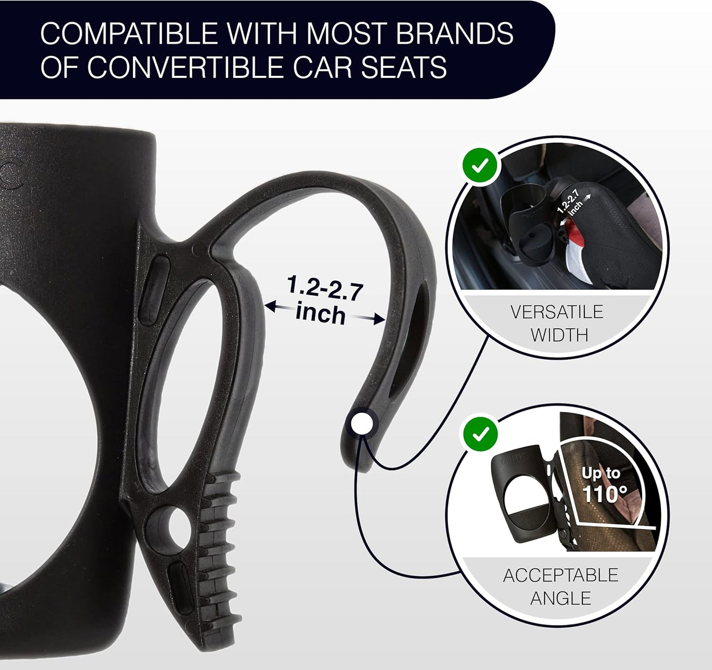 Child Cup Holder for Convertible Car Seats - Compatible with Britax ClickTight Marathon, Boulevard, Advocate Car Seats – Black