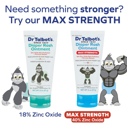 Dr. Talbot's Baby Diaper Rash Ointment - 2 oz - Zinc Oxide Skin Protectant with Peruvian Balsam - Treats and Prevents Rash