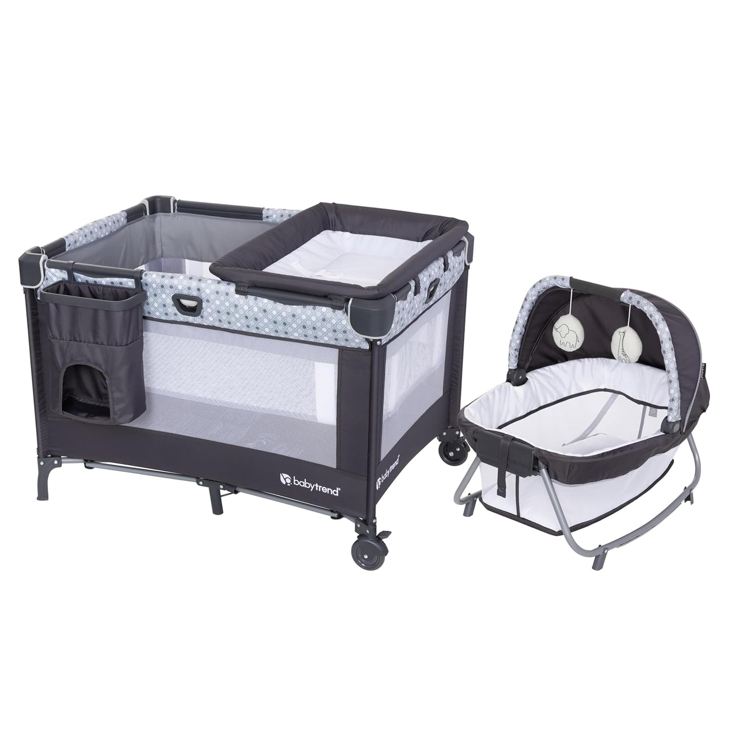 Baby Trend Nursery Den Playard with Snooze Pod and Flip Over Changer, Diamond Sage