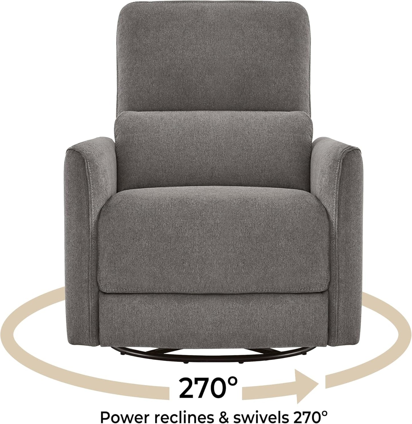 CHITA Power Recliner Chair Swivel Glider, FSC Certified Upholstered Living Room Nursery Reclining Sofa Chair with Lumbar Support, Linen