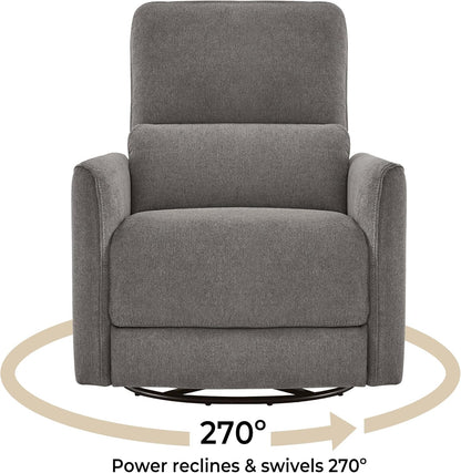 CHITA Power Recliner Chair Swivel Glider, FSC Certified Upholstered Living Room Nursery Reclining Sofa Chair with Lumbar Support, Linen