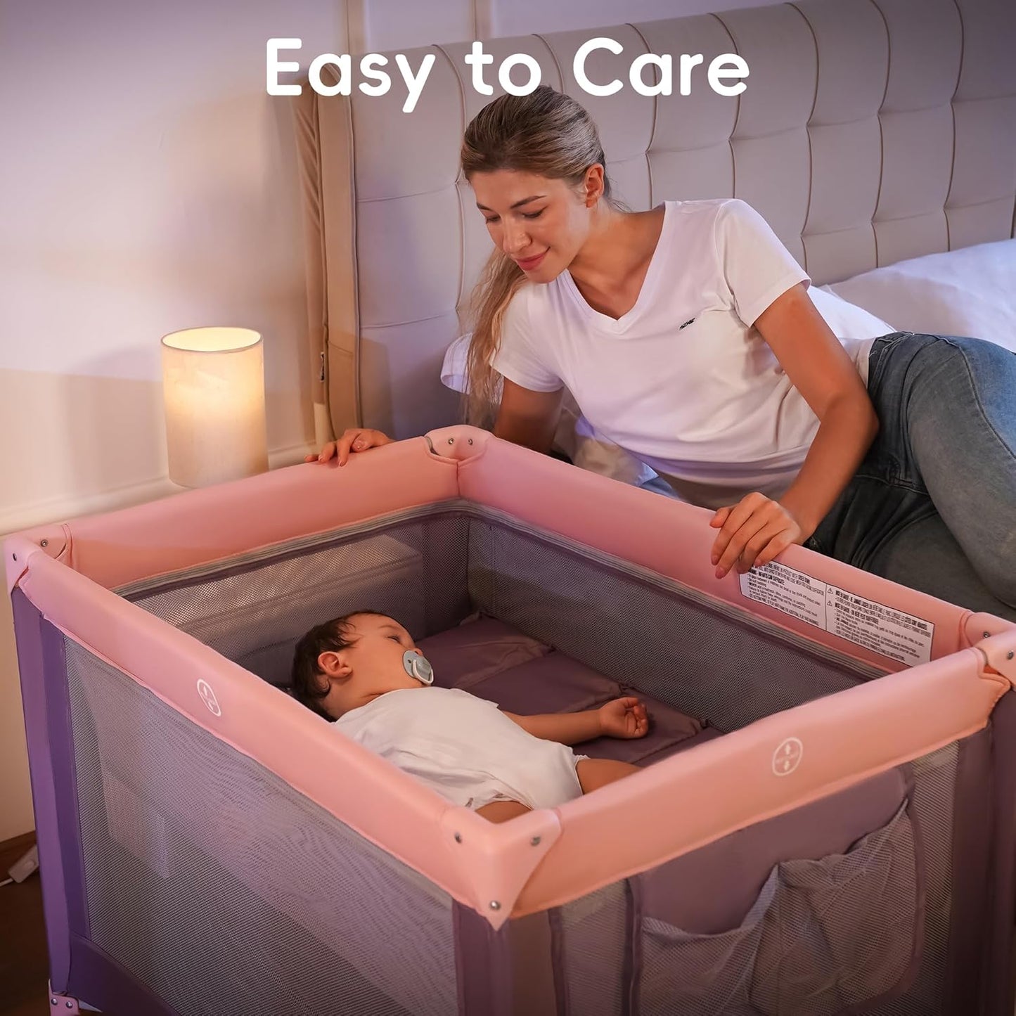 Pamo Babe Pack and Play with Bassinet, Portable Playard for Baby
