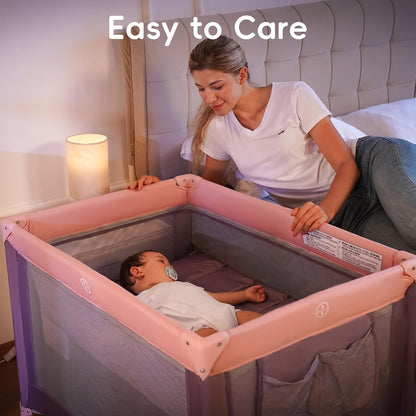 Pamo Babe Pack and Play with Bassinet, Portable Playard for Baby