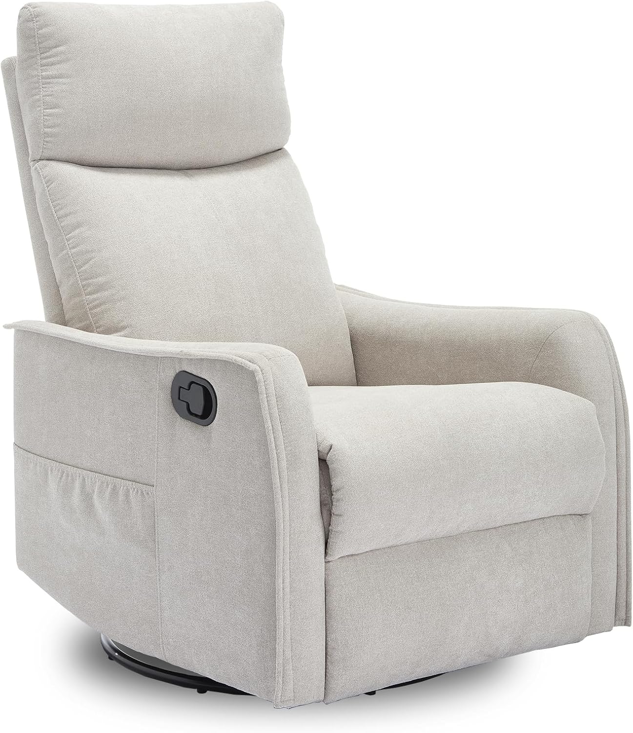 cinkehome Swivel Rocker Recliner, Glider Rocker Recliner Chair for Nursery, Manual Reclining Chair with Heated Massage, Small Spaces, Living Room, Khaki Chenille