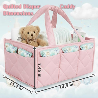 Baby Diaper Caddy Organizer, Nursery Storage Basket for Newborn Essentials, Travel Baby Basket for Diapers Baby Wipes, Organizer Tote Bag Storage Bin, Baby Shower Gifts (Mint Green)