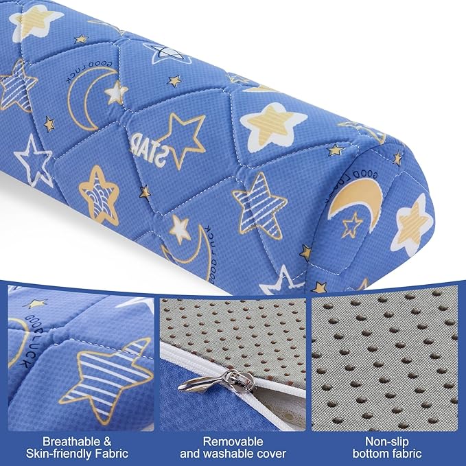 Ceekliybear 1-Pack Premium Foam Bed Bumpers for Toddler, Non-Slip Bed Rails for Toddlers for Twin, Queen, King Beds, Machine Washable Bumpers Cover for Easy Care（Size：52" x 7" x 5"）