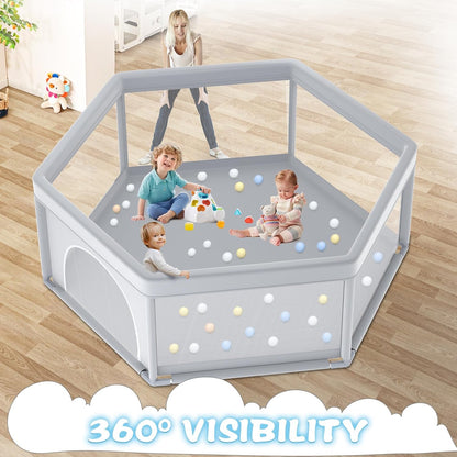 besuhot Large Baby Playpen 79x79 Inch, Playpens for Babies and Toddlers, Indoor & Outdoor Extra Large Kids Activity Center, Baby Play Yard with Zipper Gates.