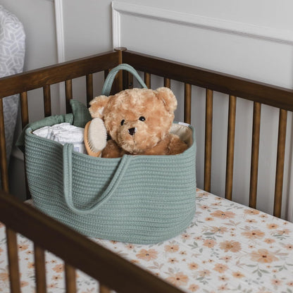 Natemia Diaper Caddy Organizer - Portable Rope Handles & 3 Compartments for Baby Items - Storage Basket for Newborn Essentials - Fits Spectra Breast Pump & Accessories - Registry Must Have (Beige)