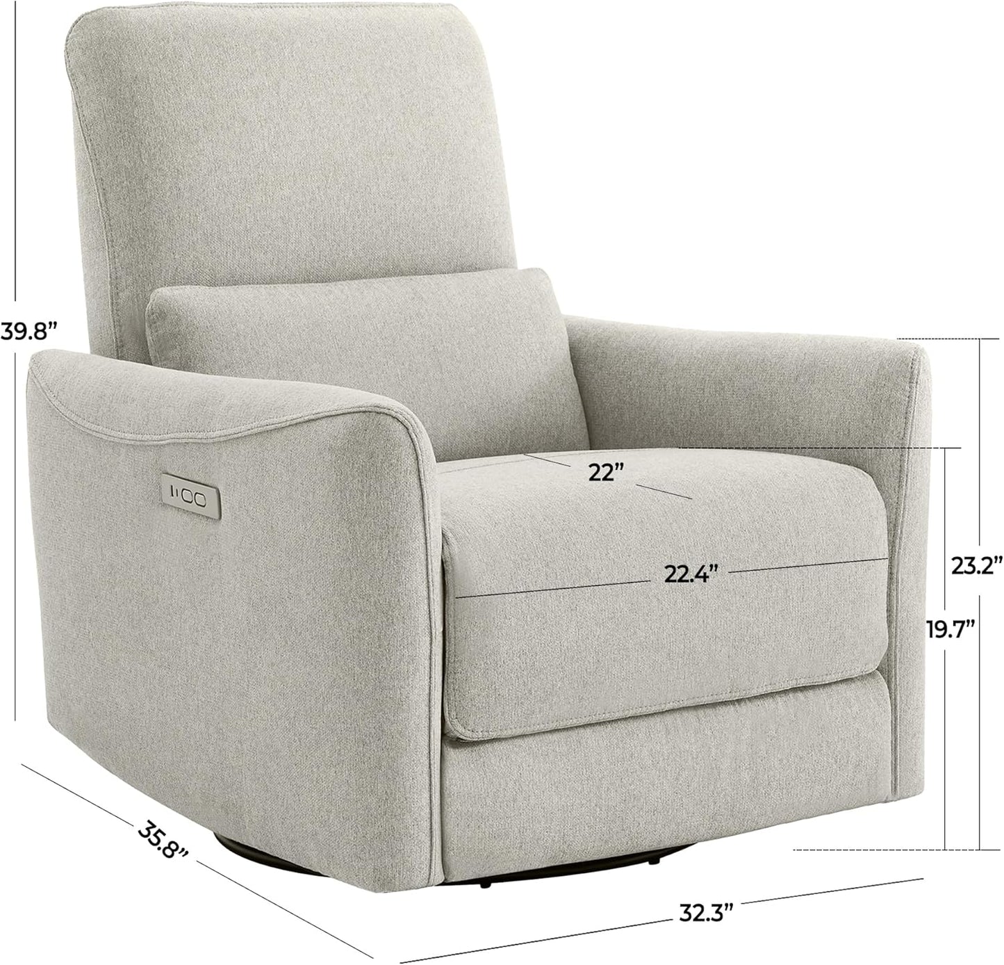 CHITA Power Recliner Chair Swivel Glider, FSC Certified Upholstered Living Room Nursery Reclining Sofa Chair with Lumbar Support, Linen
