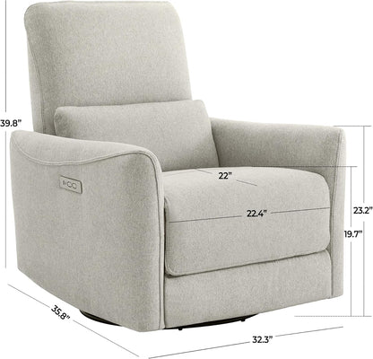 CHITA Power Recliner Chair Swivel Glider, FSC Certified Upholstered Living Room Nursery Reclining Sofa Chair with Lumbar Support, Linen