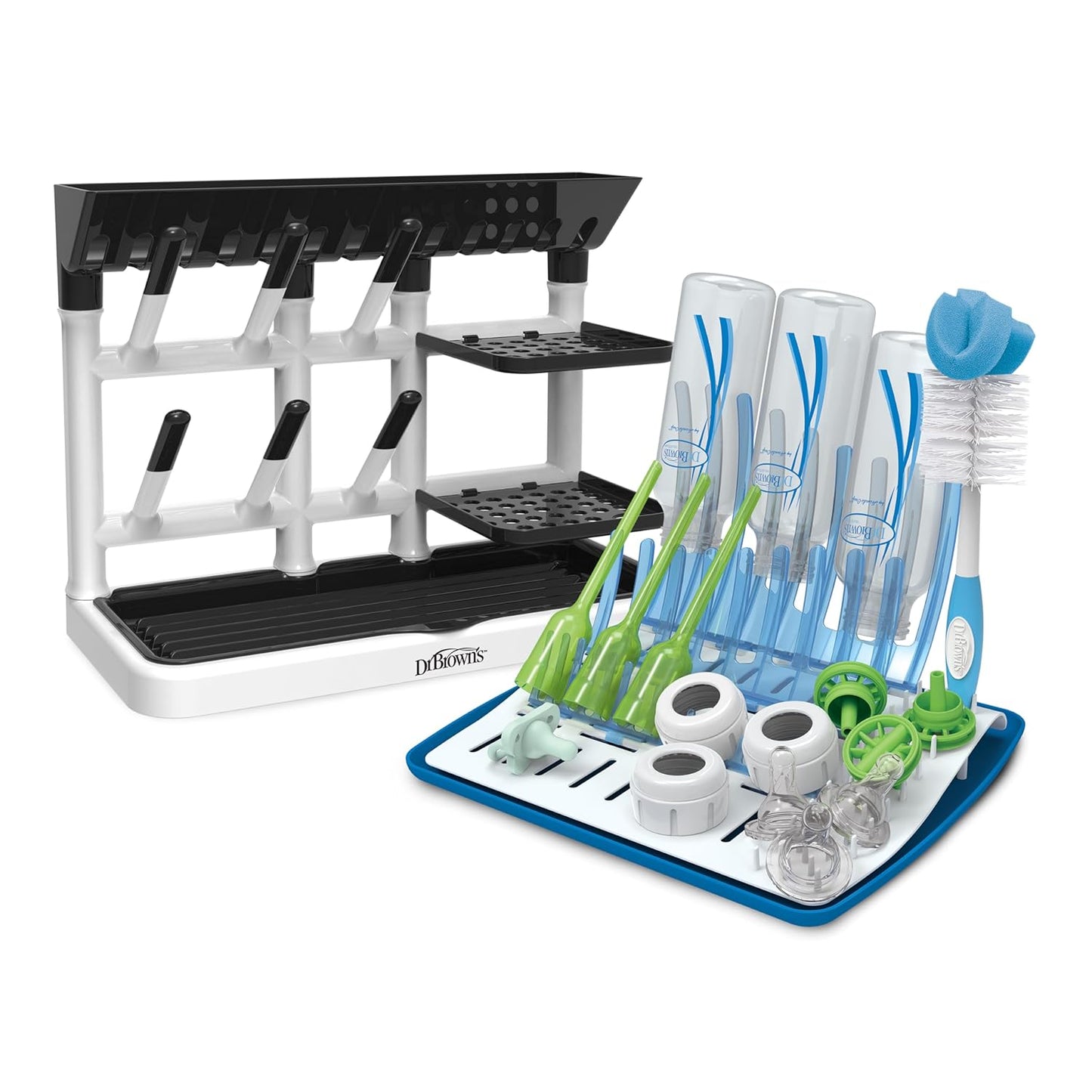 Dr. Brown's Baby Bottle Drying Tower, Stand-Up Drying Rack with Folding Baby Bottle Drying Rack for Easy Storage