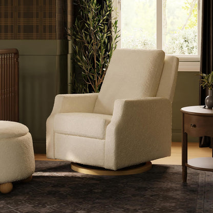 Namesake Crewe Glider Recliner Nursery Chair - GREENGUARD Gold & Certi-PUR US Certified Rocker Recliner - Glider Rocking Chair for Nursery & Living Room - Manual, 360° Swivel, Tan Gingham