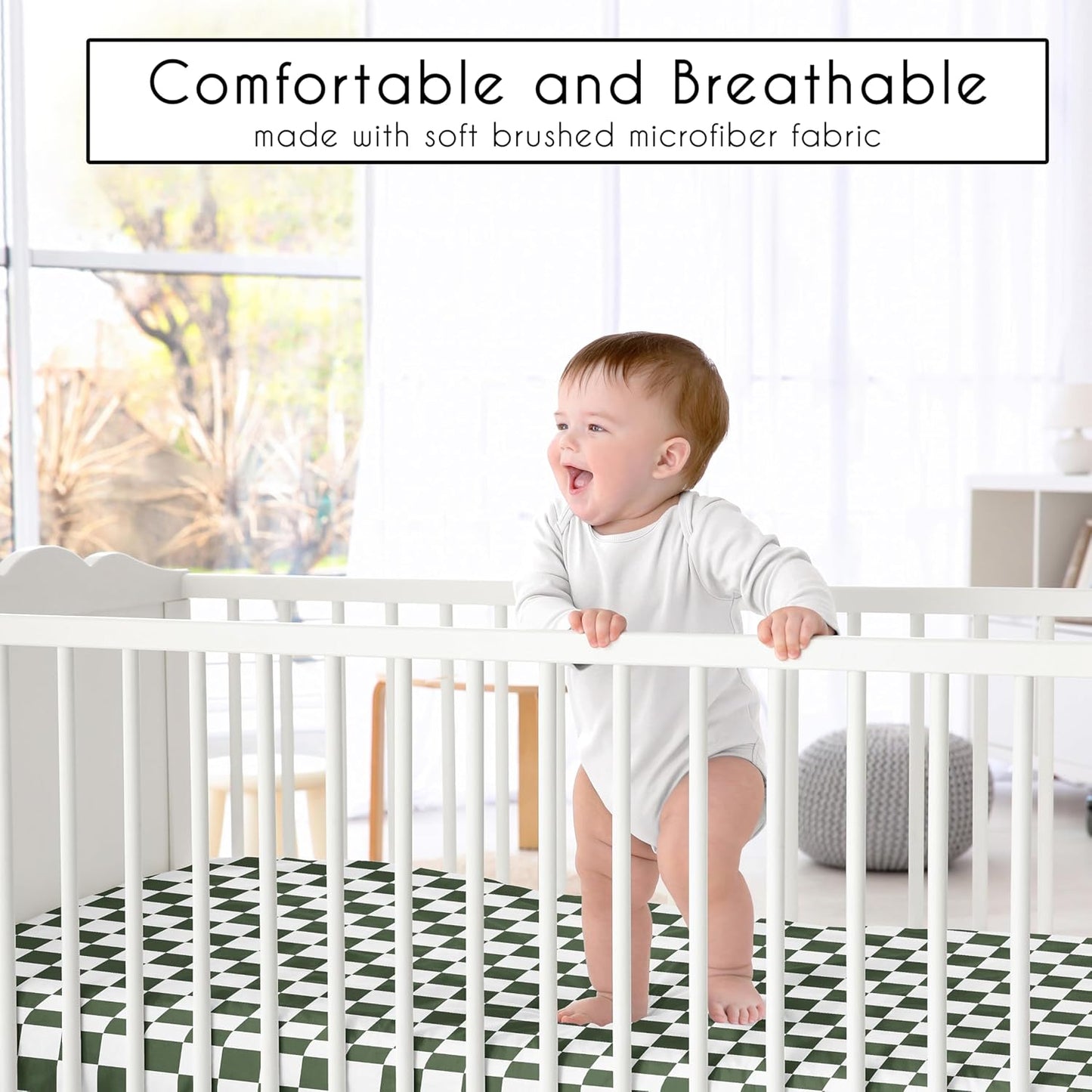 Sweet Jojo Designs 2-Piece Baby Bassinet Sheets Set (Black/White Gingham Checkered Plaid) for Boy/Girl, Infant Newborn Nursery, Oval, Rectangle & Hourglass Mattress (Solid Onyx & Classic Checkerboard)