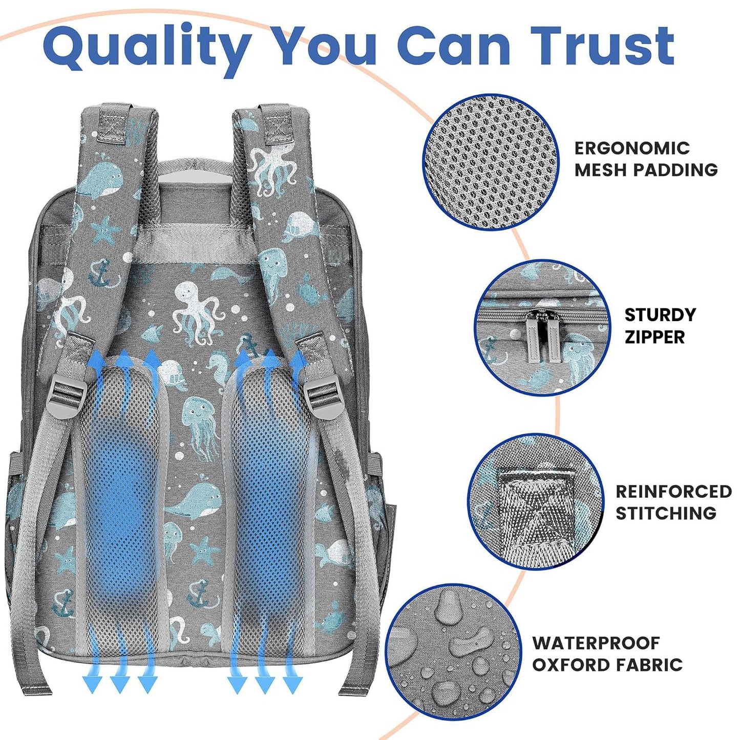 PILLANI Baby Diaper Bag Backpack - Large Waterproof Travel Diaper Bag for Boys & Girls, 16 Organizer Pockets with Changing Pad, Insulated Bottle Pockets & Stroller Straps, Baby Shower Gifts, Dinosaur