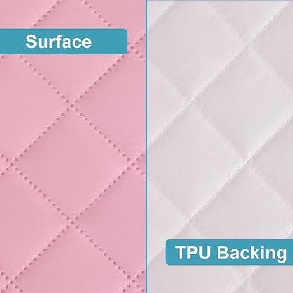 NTBAY 2 Pack Waterproof Mini Crib Mattress Protector, Quilted 24"x38" Fitted Mattress Cover - Machine Washable - Soft and Breathable Baby Mattress Pad Sheet for Mini Crib and Baby Playards, Pink