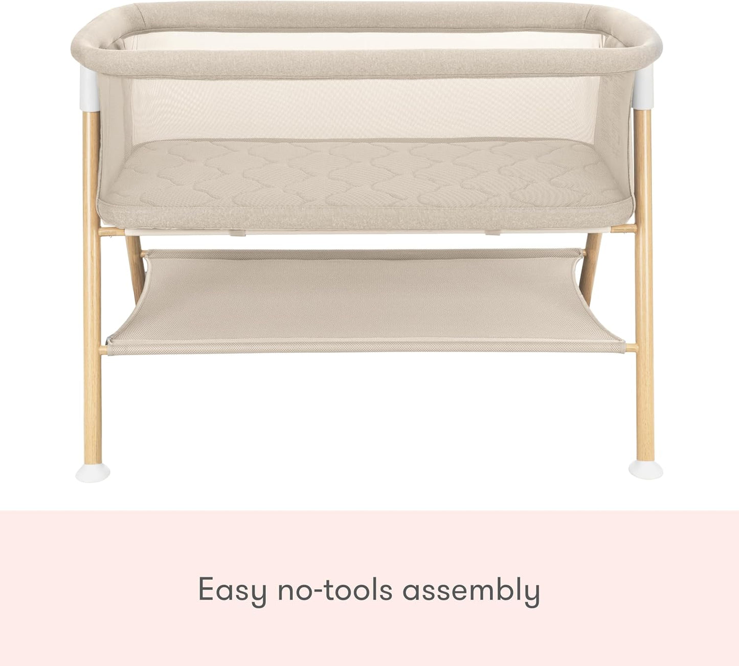 Newton Baby Bassinet & Bedside Sleeper with Mattress & Sheet - Ultra-Breathable & Completely Washable, Removable Dual-Layer Cover | Wood Frame | Adjustable Height & Infant Access Opening